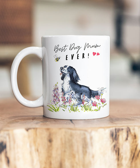 Best Dog Mum Sprocker Black & White Ceramic Mug